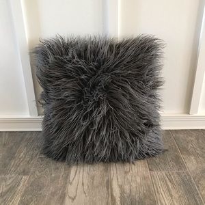 Gray Fuzzy Throw Pillow